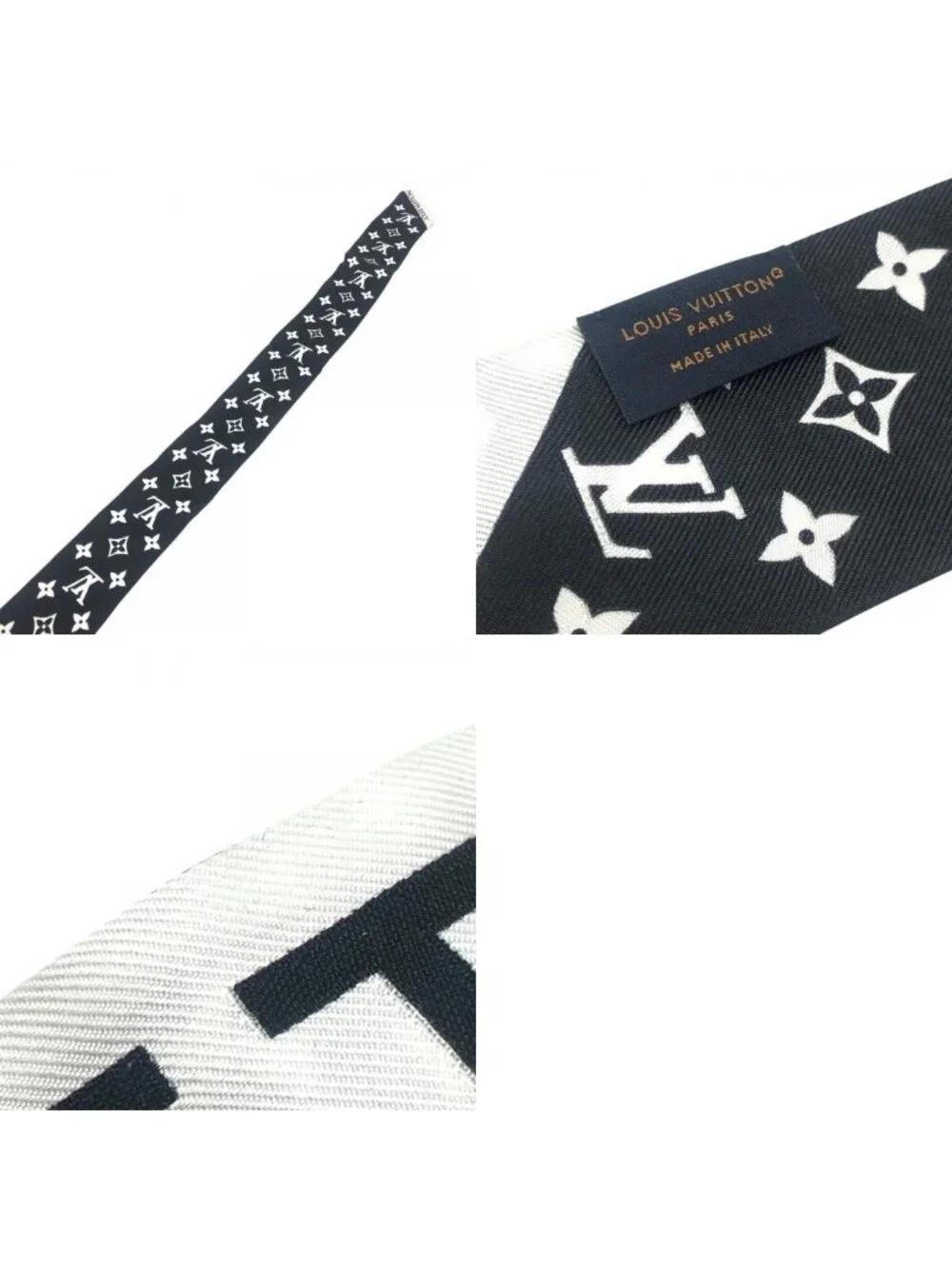 Louis Vuitton Scarf Bandeau BB Monogram Infinity Silk Black White